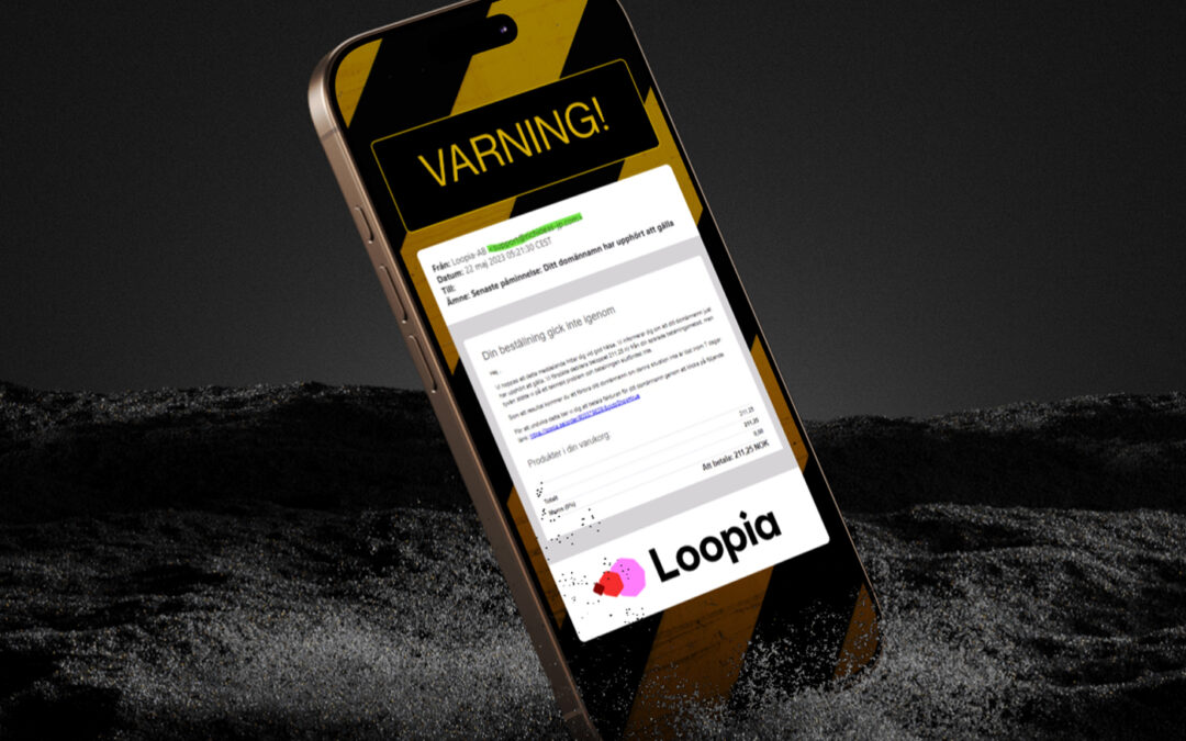 Bluffmail som ser ut att komma ifrån Loopia